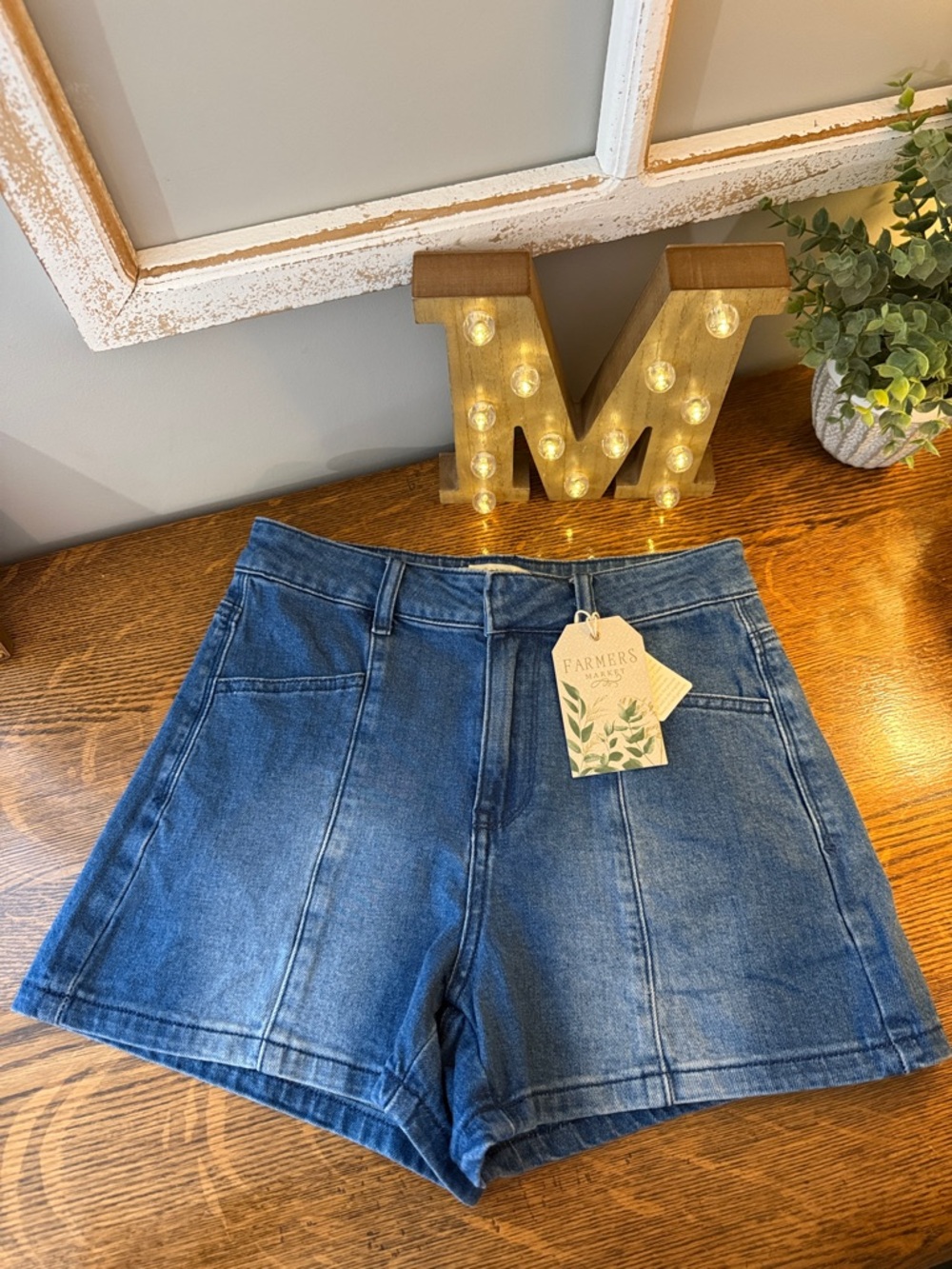 FARMERS MARKET Denim High-Rise Women's Shorts - Blue